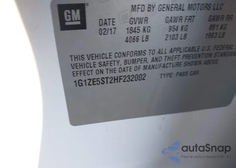 2017 Chevrolet Malibu Lt из США, поврежденный, VIN 1G1ZE5ST2HF232002